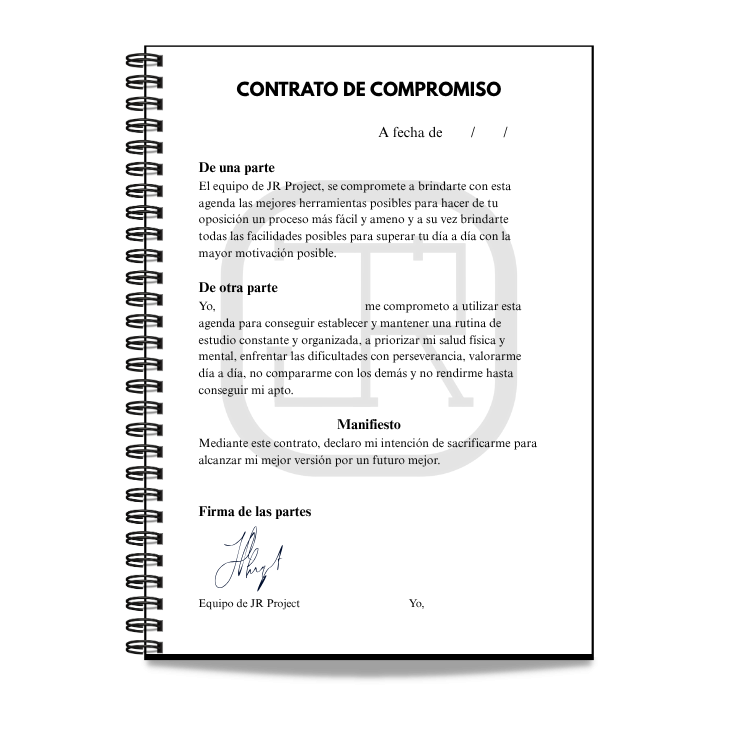 Contrato de compromiso para opositores JR Project